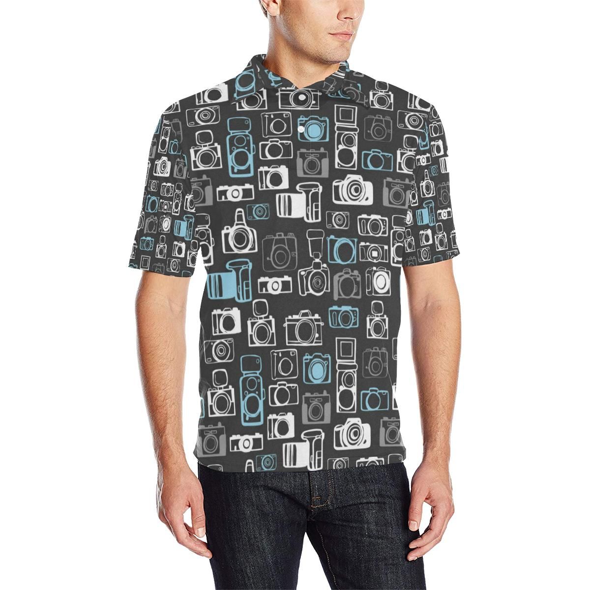 Camera Pattern Print Design 04 Men Polo Shirt Camera Pattern Print Design 04 Men Polo Shirt