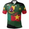 Cameroon Polo Shirt - Cameroon Flag Brush A02