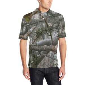 Camo Realistic Tree Forest Pattern Men Polo Shirt