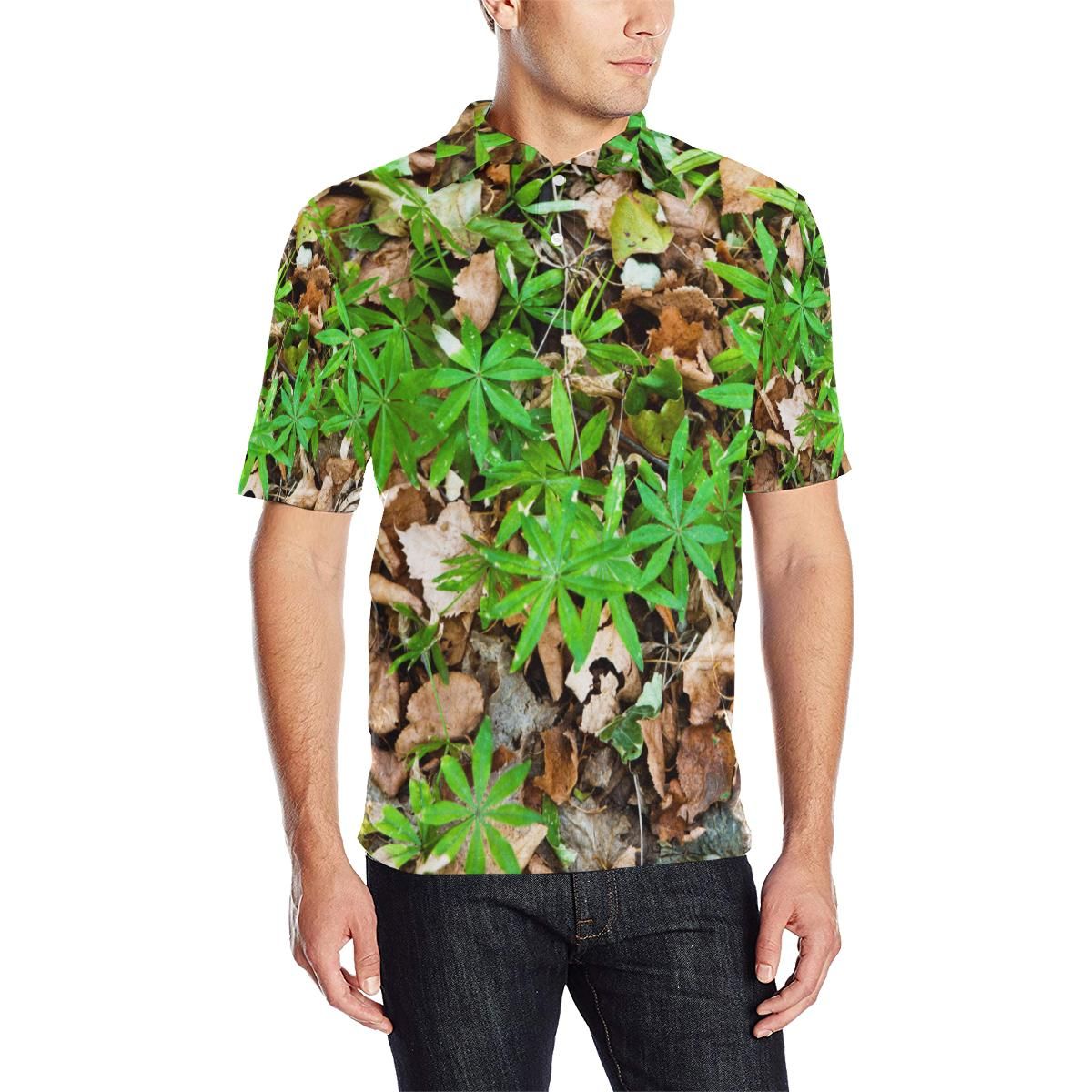 Camouflage Realistic Tree Fresh Print Men Polo Shirt Camouflage Realistic Tree Fresh Print Men Polo Shirt