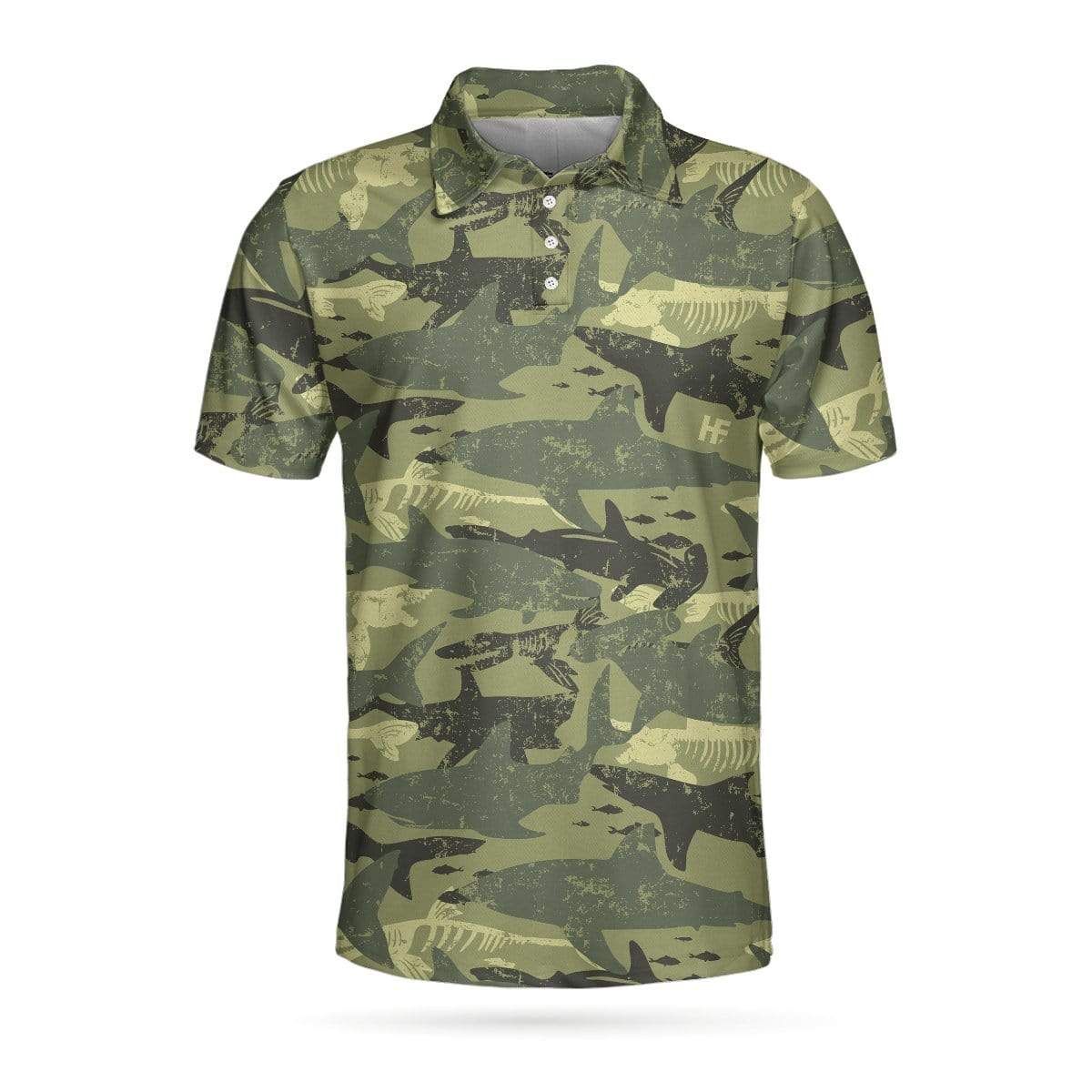 Camouflage Shark Pattern Short Sleeve Polo Shirt #Dh Camouflage Shark Pattern Short Sleeve Polo Shirt #Dh