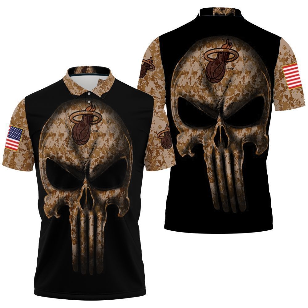 Camouflage Skull Heat American Flag Polo Shirt Camouflage Skull Heat American Flag Polo Shirt
