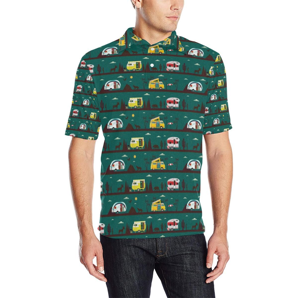 Camper Pattern Print Design 05 Men Polo Shirt Camper Pattern Print Design 05 Men Polo Shirt