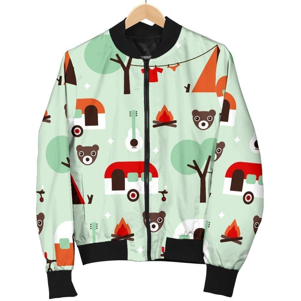 Camper Pattern Print Women Casual Bomber Jacket Camper Pattern Print Women Casual Bomber Jacket