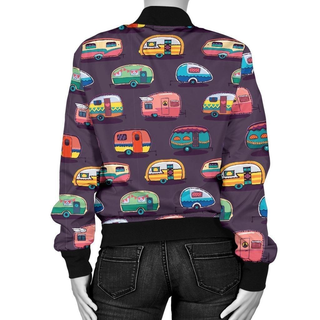 Camper-Van-Pattern-Print-Women-Casual-Bomber-Jacket-2