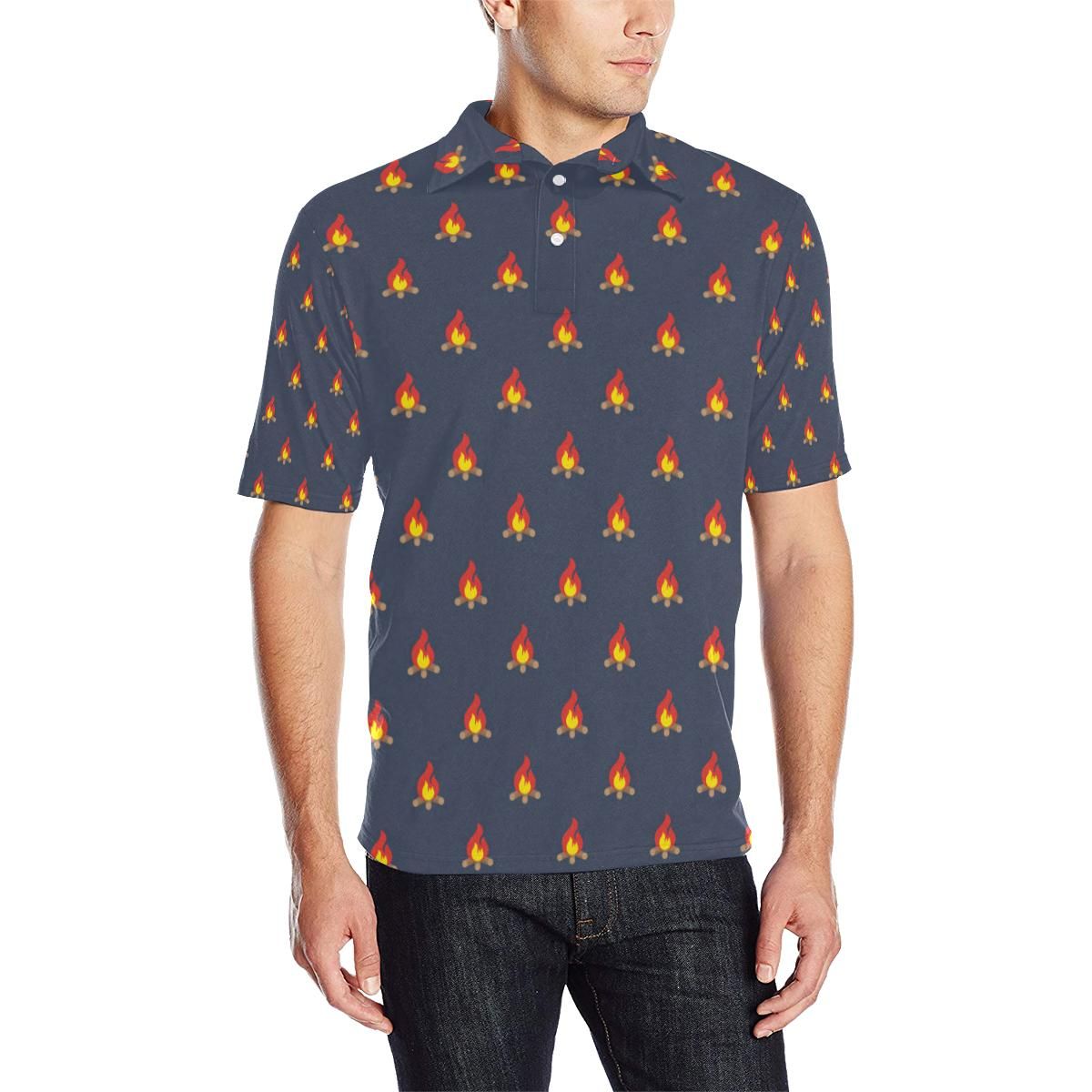 Campfire Pattern Print Design 02 Men Polo Shirt Campfire Pattern Print Design 02 Men Polo Shirt
