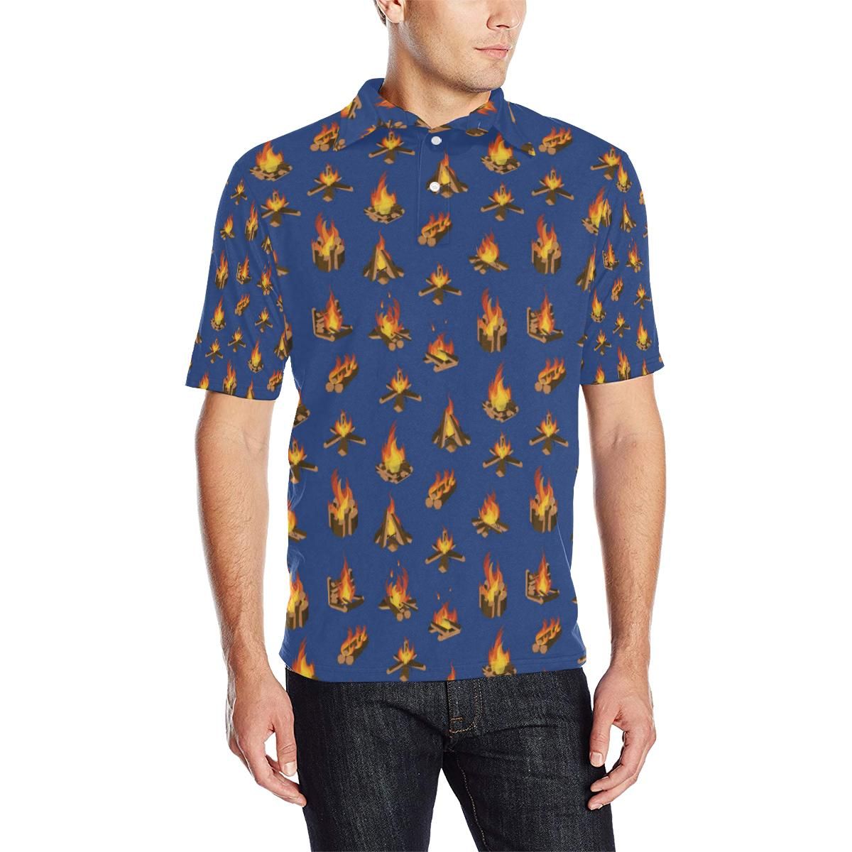Campfire Pattern Print Design 03 Men Polo Shirt Campfire Pattern Print Design 03 Men Polo Shirt