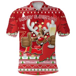 Canada Christmas Moose Polo Shirt Maple Leaf Version K13