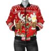Canada Christmas Women Bomber Jacket Moose Maple Leaf Version K13 Bomber Jacket