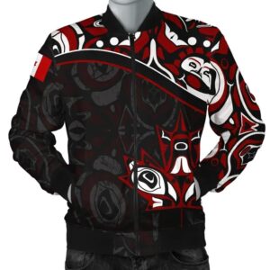 Canada Day Men's Bomber Jacket - Haida Maple Leaf Style Tattoo Black A02 Bomber Jacket