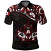 Canada Day Polo Shirt - Haida Maple Leaf Style Tattoo Black A02