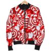 Candy Cane Print Pattern Women Casual Bomber Jacket