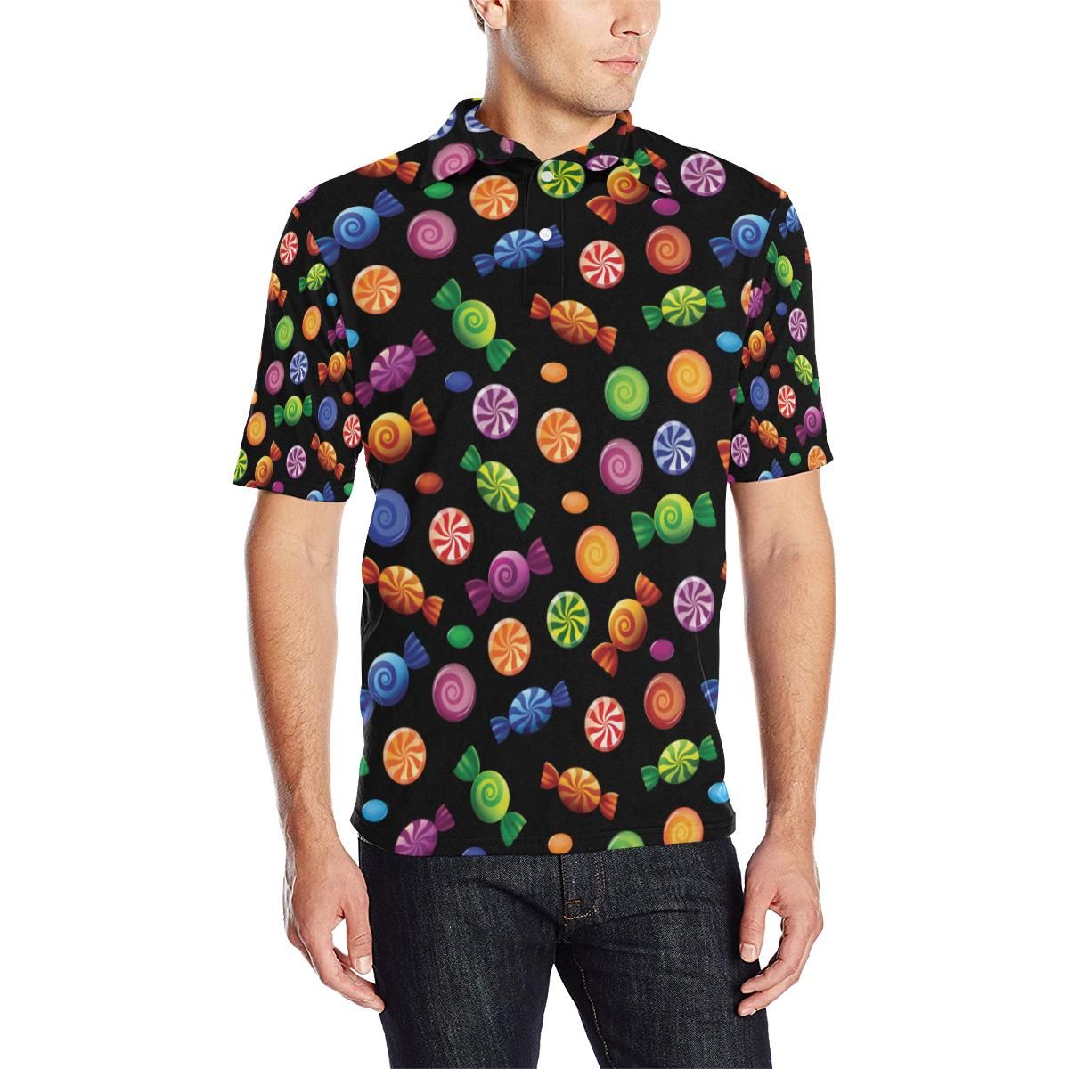 Candy Pattern Print Design 01 Men Polo Shirt Candy Pattern Print Design 01 Men Polo Shirt