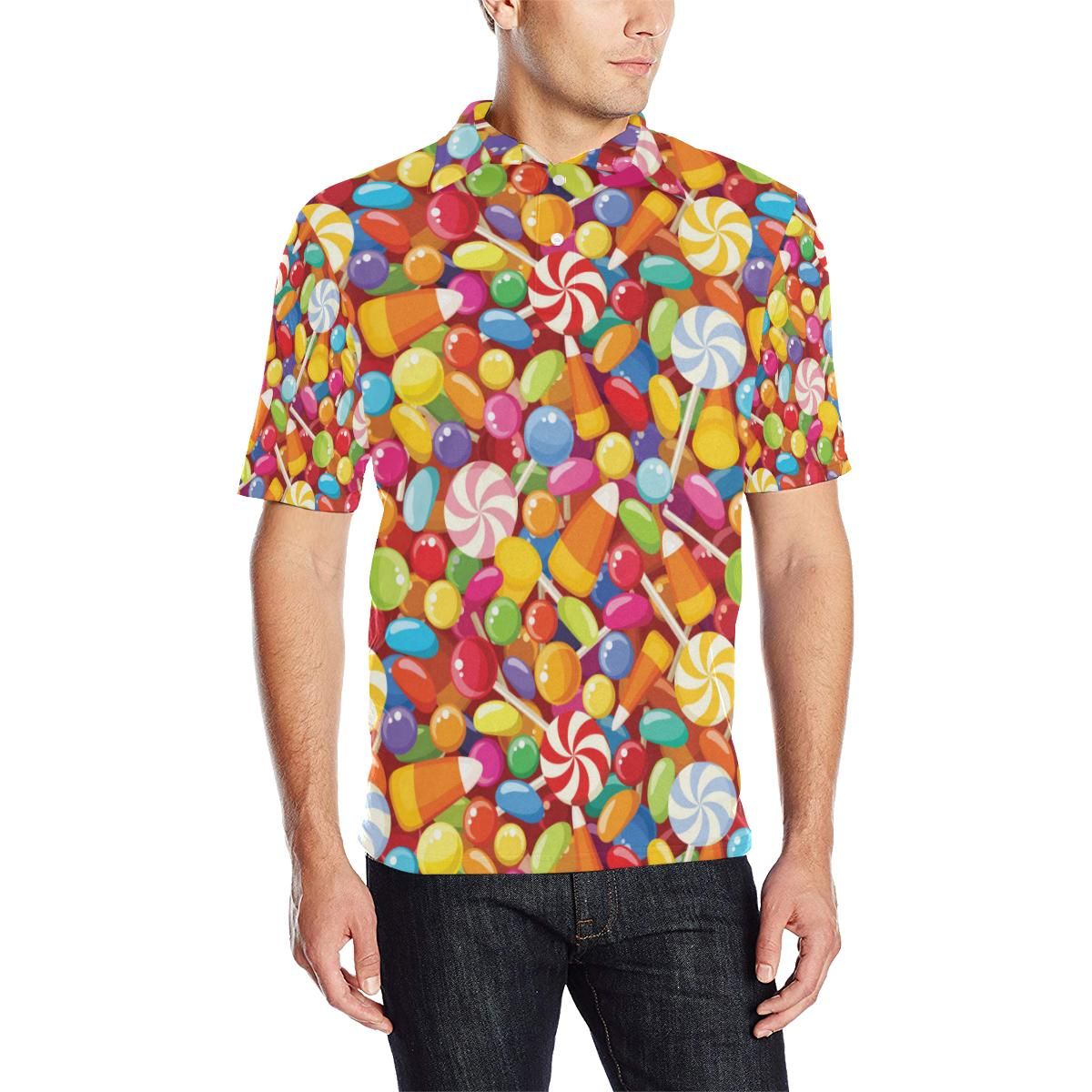 Candy Pattern Print Design 02 Men Polo Shirt Candy Pattern Print Design 02 Men Polo Shirt