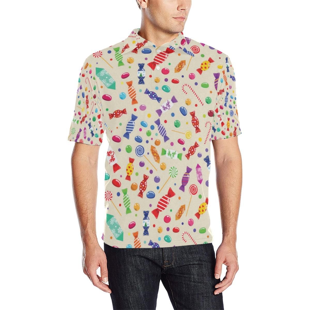 Candy Pattern Print Design 04 Men Polo Shirt Candy Pattern Print Design 04 Men Polo Shirt