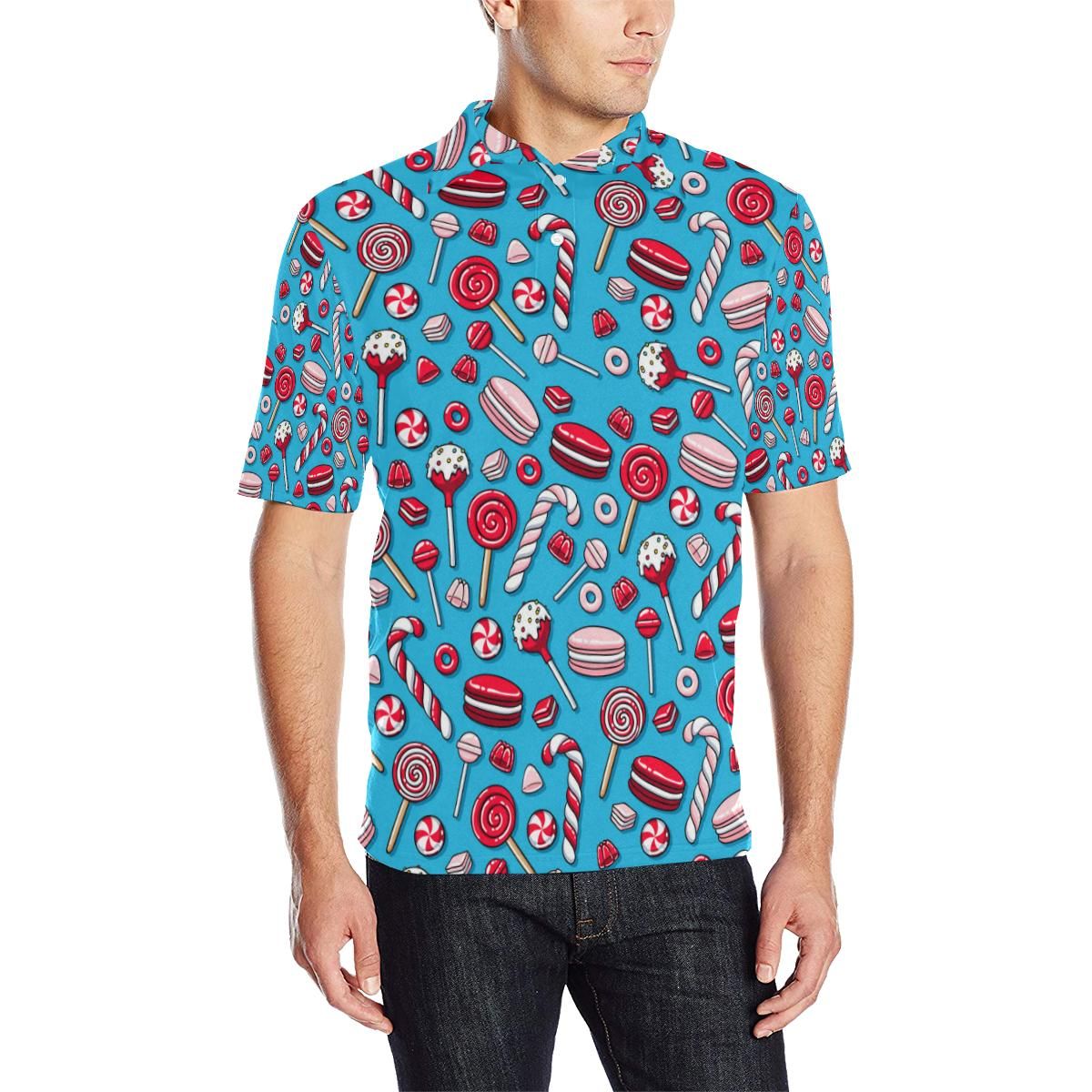 Candy Pattern Print Design 05 Men Polo Shirt Candy Pattern Print Design 05 Men Polo Shirt