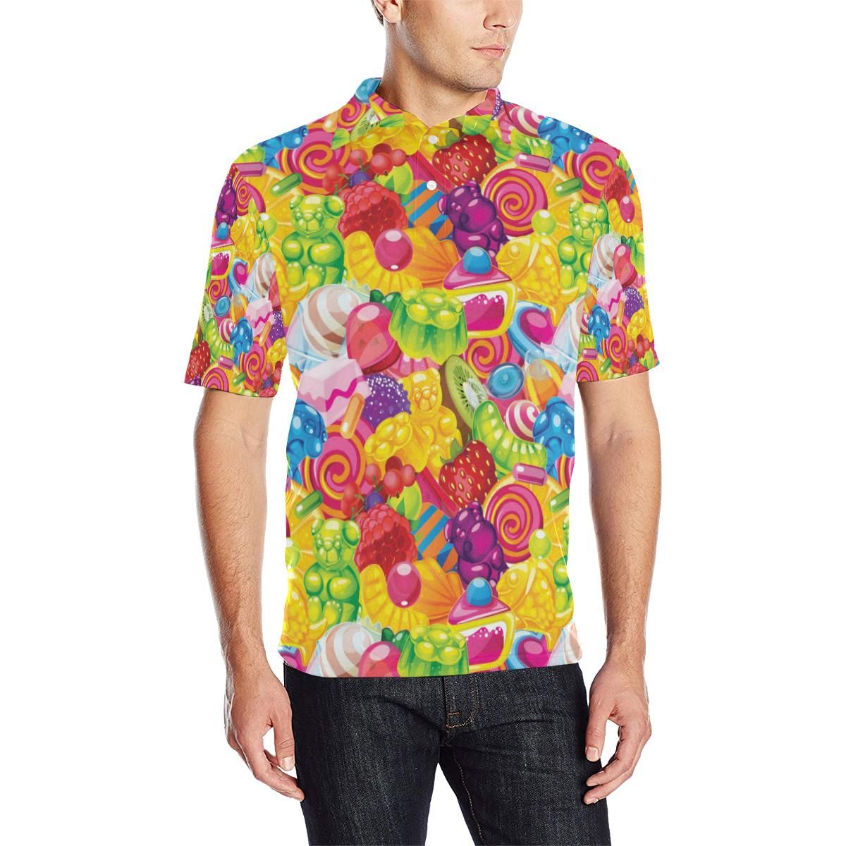 Candy Pattern Print Design Ca01 Men Polo Shirt Candy Pattern Print Design Ca01 Men Polo Shirt