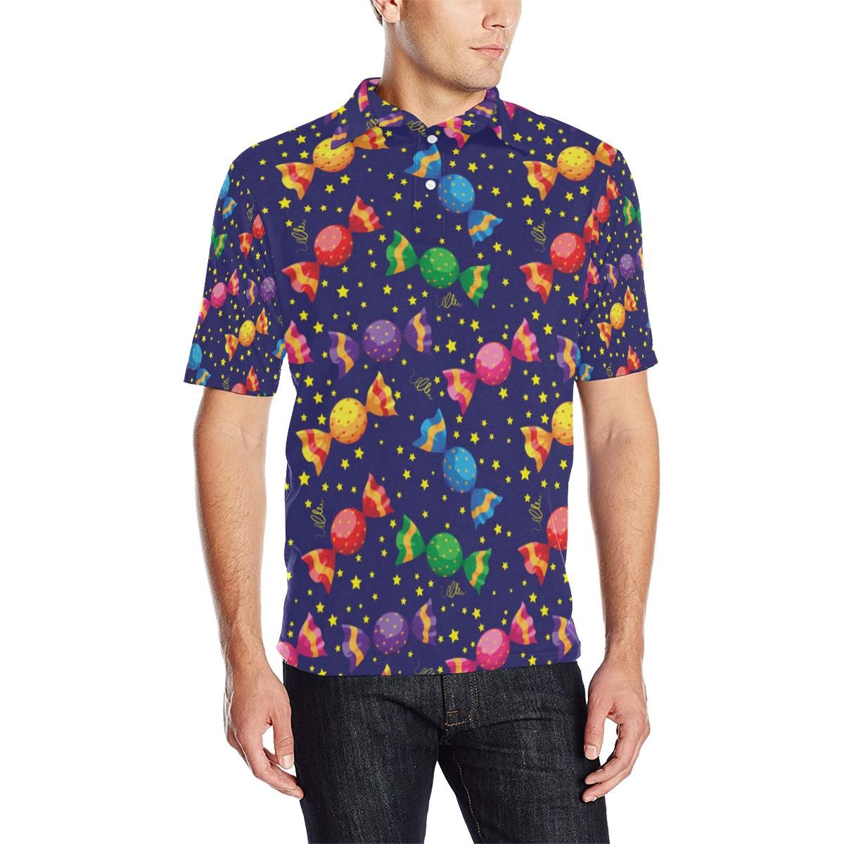 Candy Pattern Print Design Ca06 Men Polo Shirt Candy Pattern Print Design Ca06 Men Polo Shirt