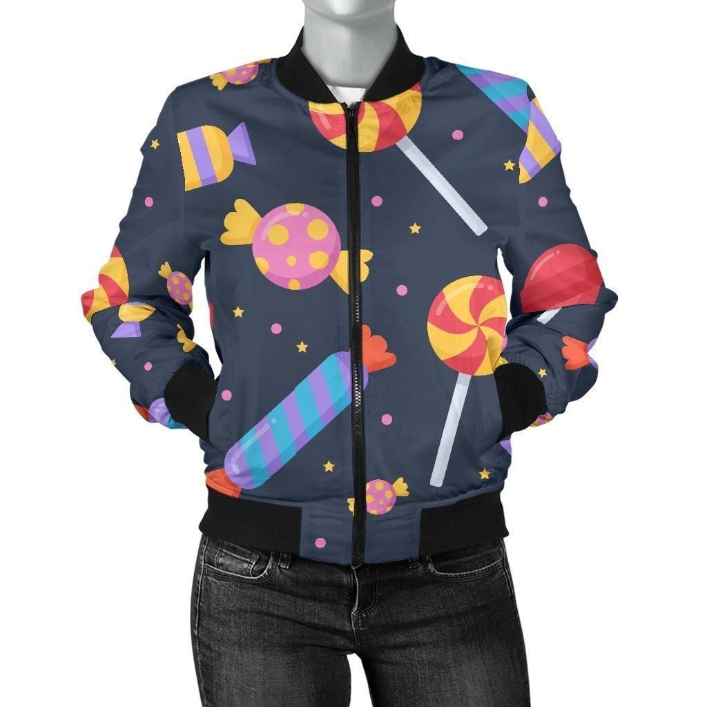Candy-Pattern-Print-Women-Casual-Bomber-Jacket-1