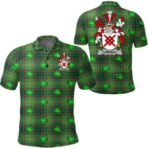 Cardell Ireland Polo Shirt - Irish National Plaid with Shamrock - Irish Family Crest A7