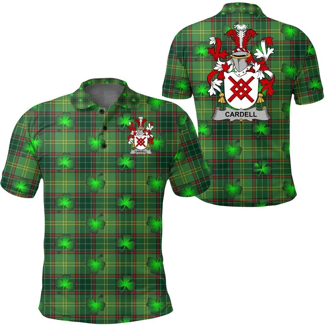Cardell Ireland Polo Shirt - Irish National Plaid with Shamrock - Irish Family Crest A7 Cardell Ireland Polo Shirt - Irish National Plaid with Shamrock - Irish Family Crest A7