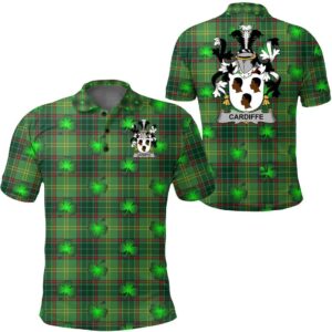 Cardiffe Ireland Polo Shirt - Irish National Plaid with Shamrock - Irish Family Crest A7