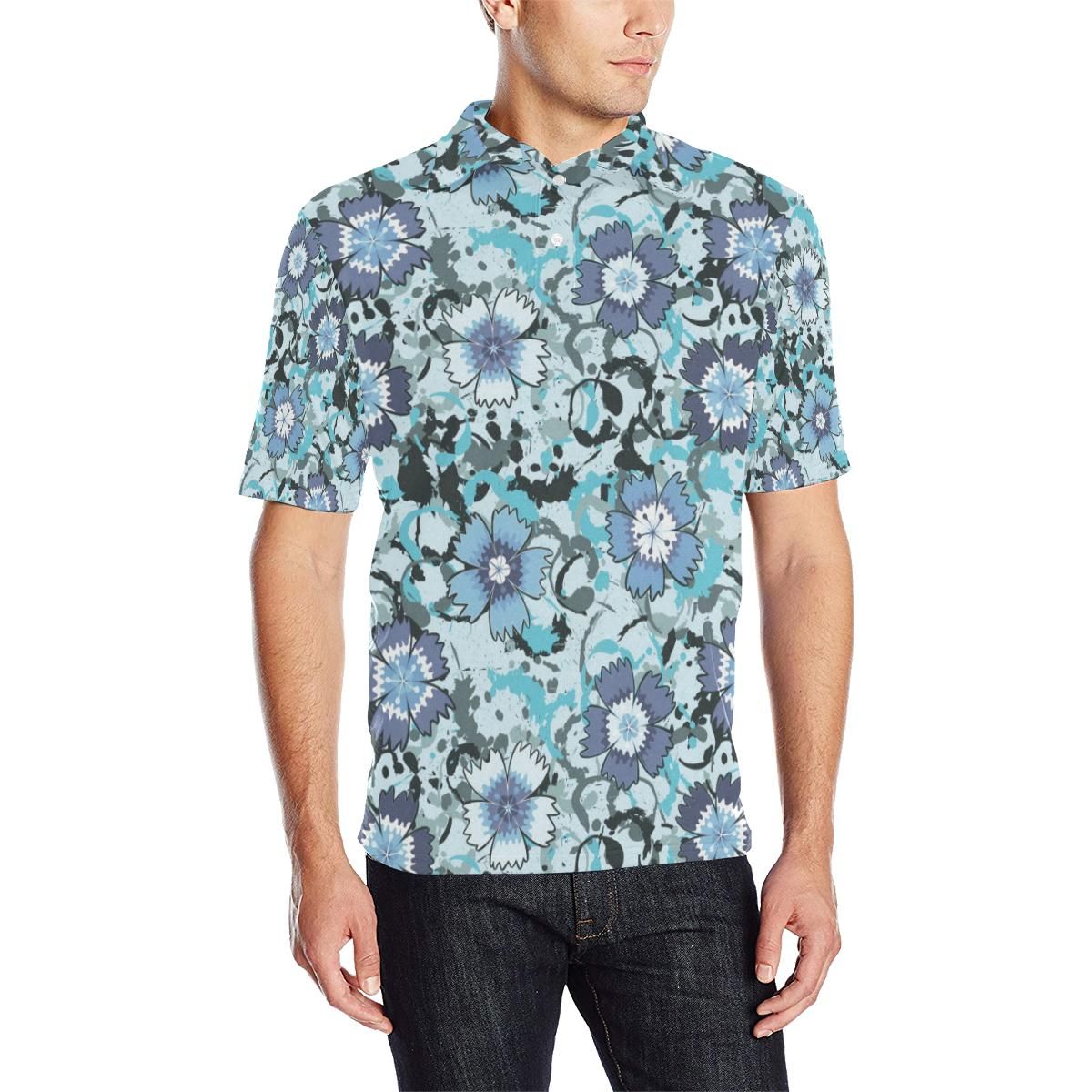 Carnations Pattern Print Design Cn04 Men Polo Shirt Carnations Pattern Print Design Cn04 Men Polo Shirt