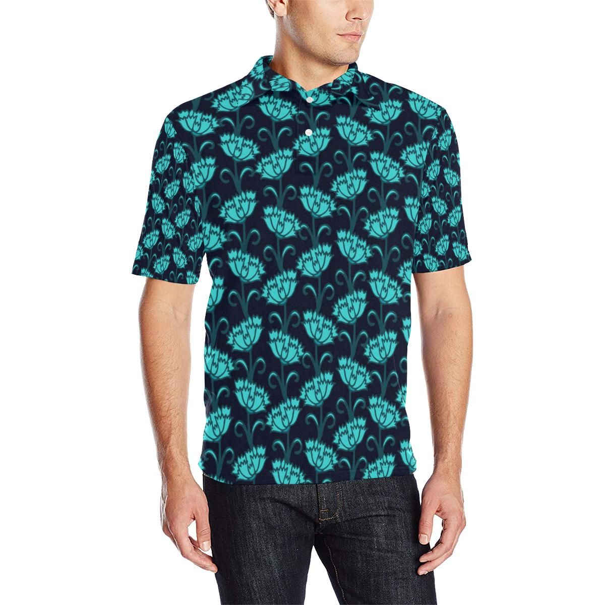 Carnations Pattern Print Design Cn06 Men Polo Shirt Carnations Pattern Print Design Cn06 Men Polo Shirt