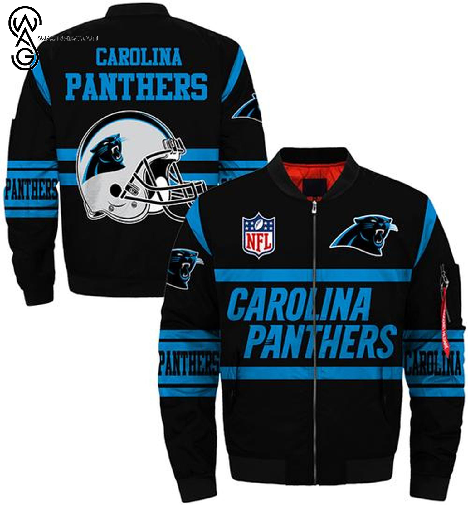Carolina Panthers Helmet All Over Printed Bomber Jacket Carolina Panthers Helmet All Over Printed Bomber Jacket