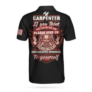 Carpenter Proud Skull Black And White 3D Short Sleeve Polo Shirt