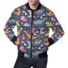 Cartoon Dino Dinosaur Pattern Print Mens Bomber Jacket