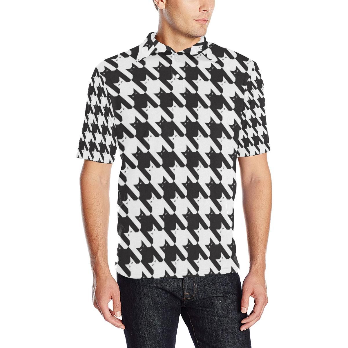 Cat Houndstoothpattern Print Design 01 Men Polo Shirt Cat Houndstoothpattern Print Design 01 Men Polo Shirt