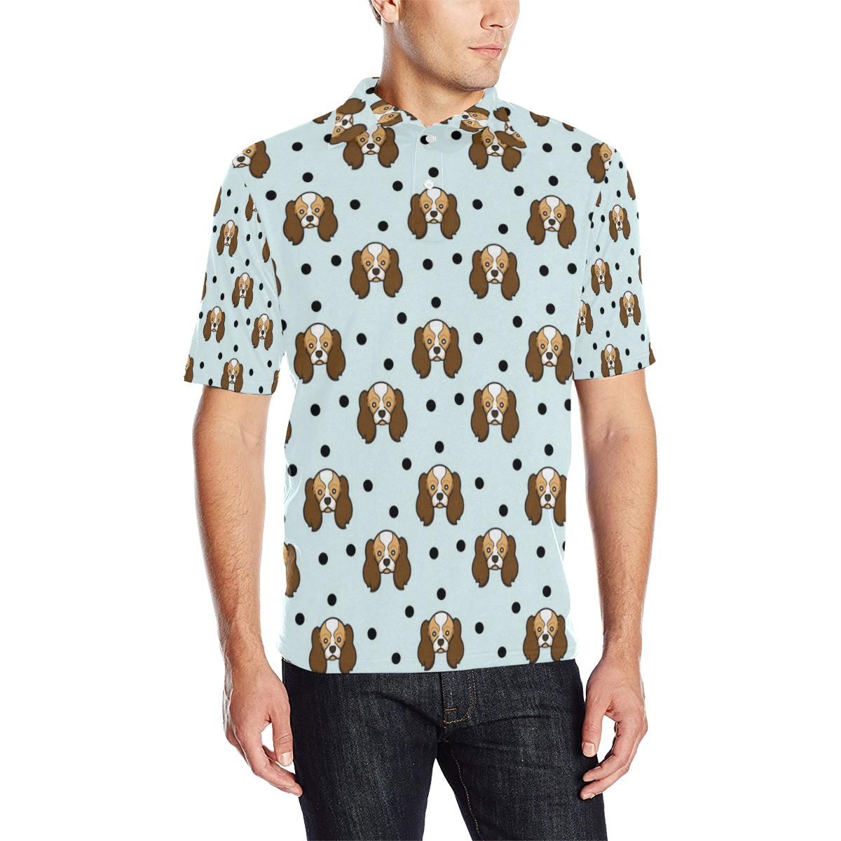 Cavalier King Charles Spaniels Pattern Print Design 02 Men Polo Shirt Cavalier King Charles Spaniels Pattern Print Design 02 Men Polo Shirt