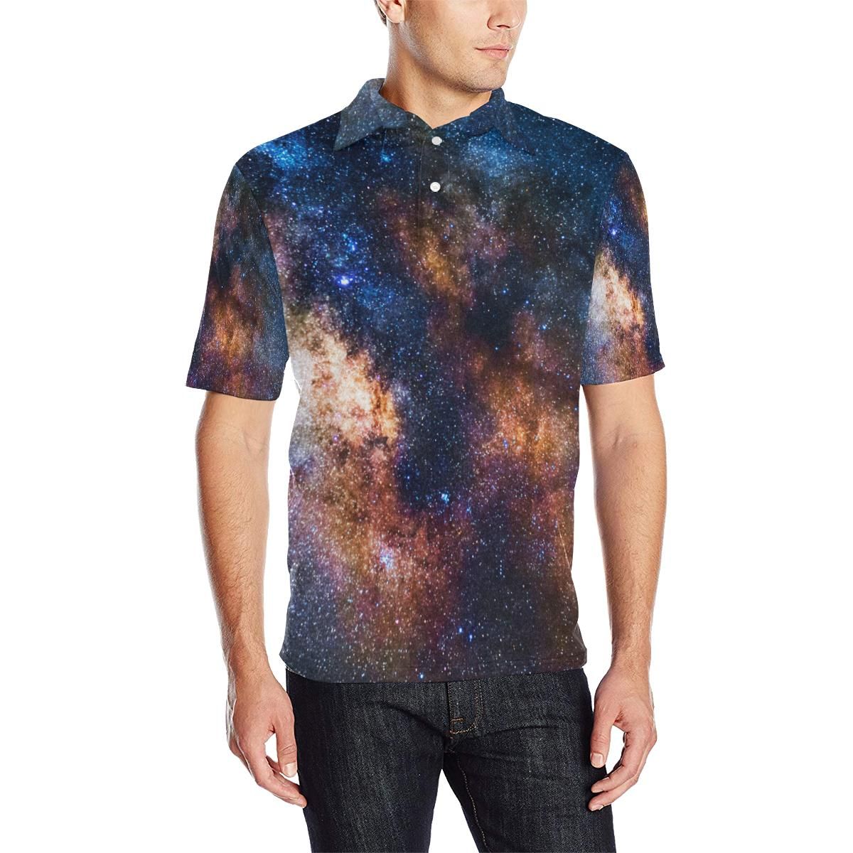 Celestial Milky Way Galaxy Men Polo Shirt Celestial Milky Way Galaxy Men Polo Shirt