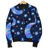 Celestial Pattern Print Women Casual Bomber Jacket