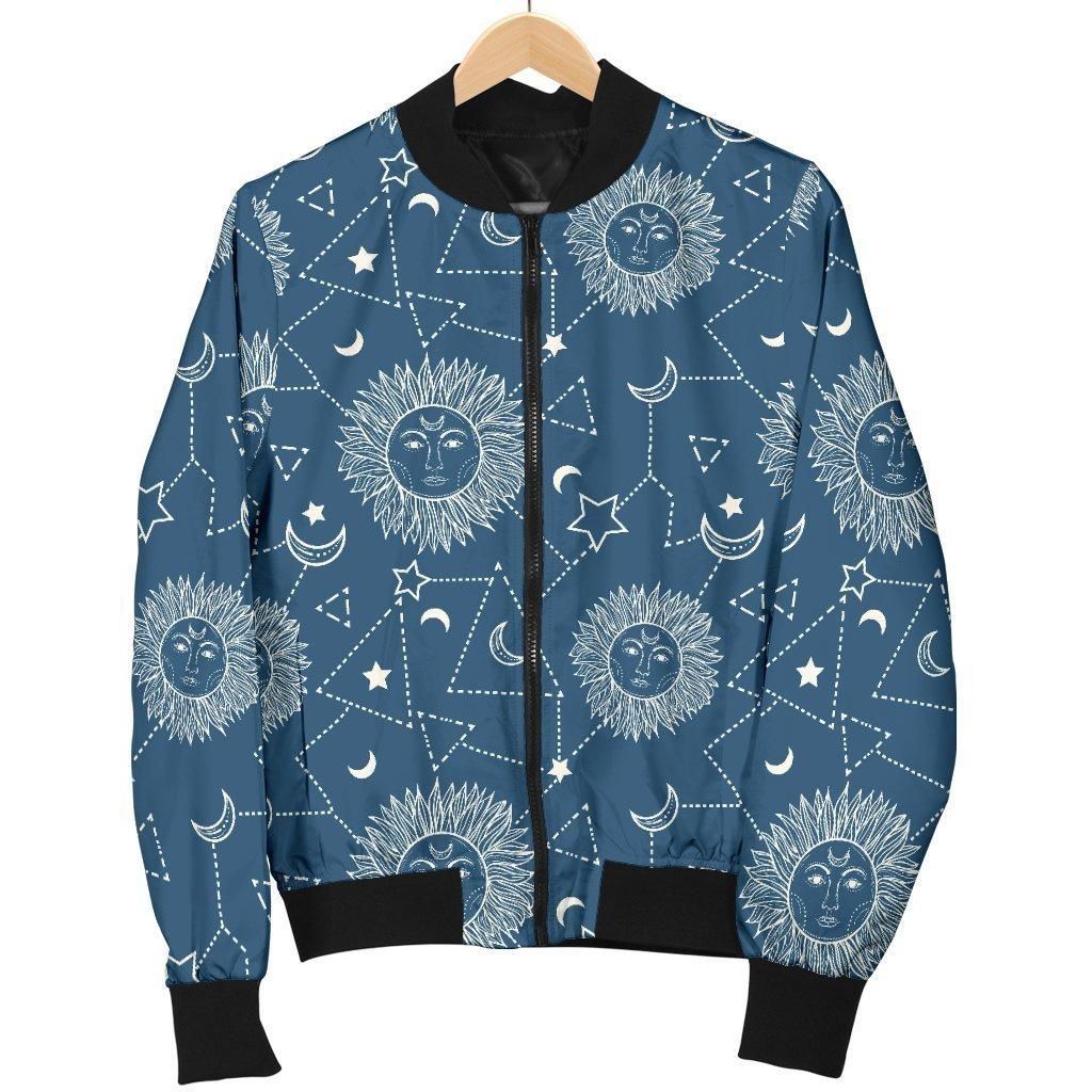Celestial Print Pattern Women Casual Bomber Jacket Celestial Print Pattern Women Casual Bomber Jacket