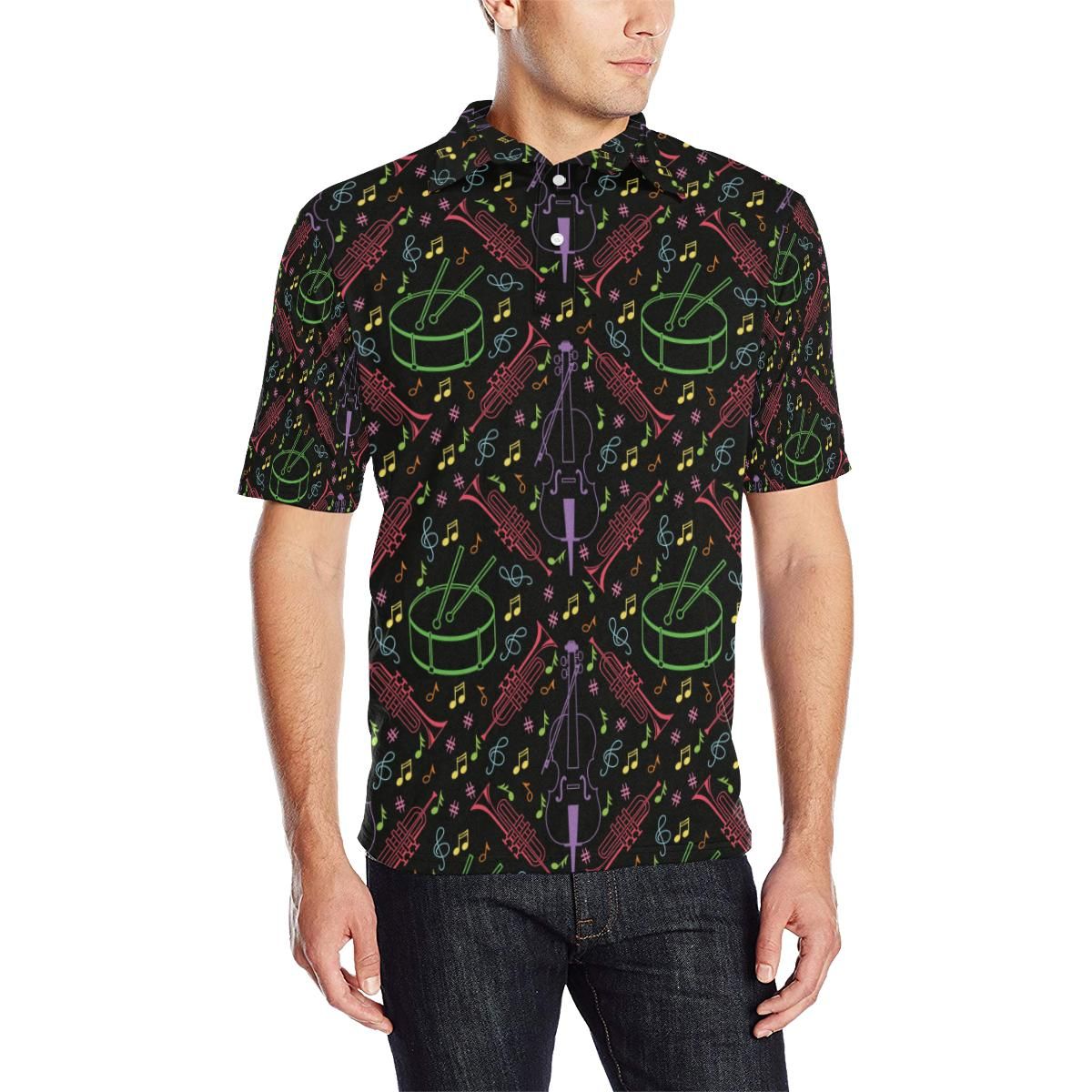 Cello Neon Pattern Print Design 02 Men Polo Shirt Cello Neon Pattern Print Design 02 Men Polo Shirt