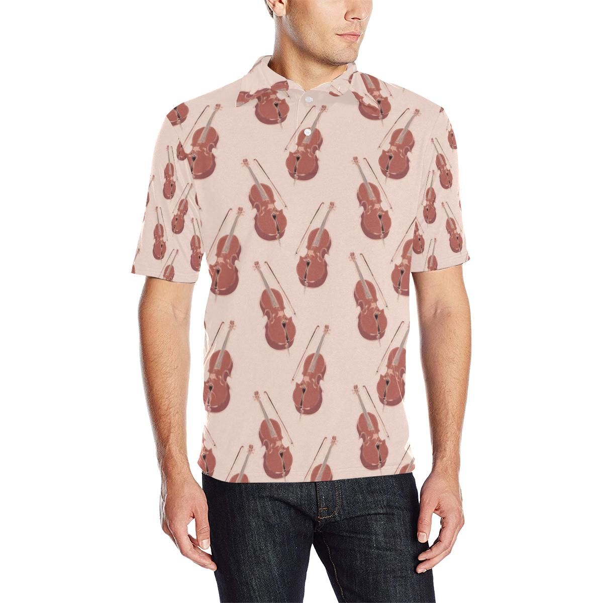 Cello Pattern Print Design 03 Men Polo Shirt Cello Pattern Print Design 03 Men Polo Shirt