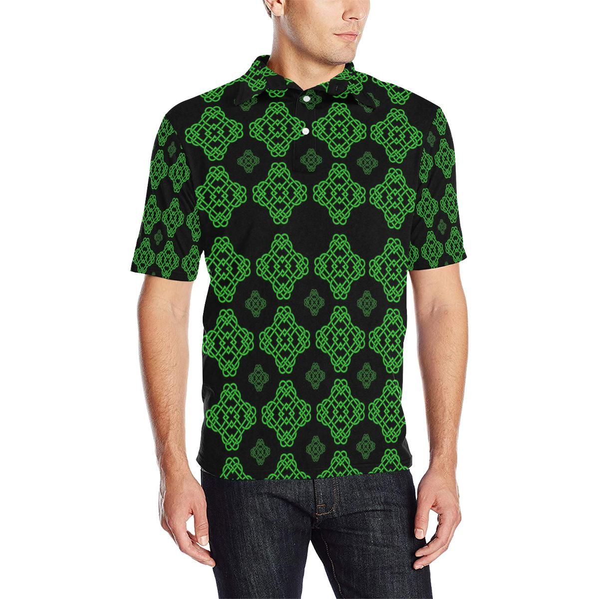 Celtic Knot Green Neon Design Men Polo Shirt Celtic Knot Green Neon Design Men Polo Shirt