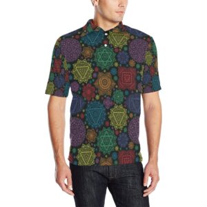 Chakra Mandala Print Pattern Men Polo Shirt