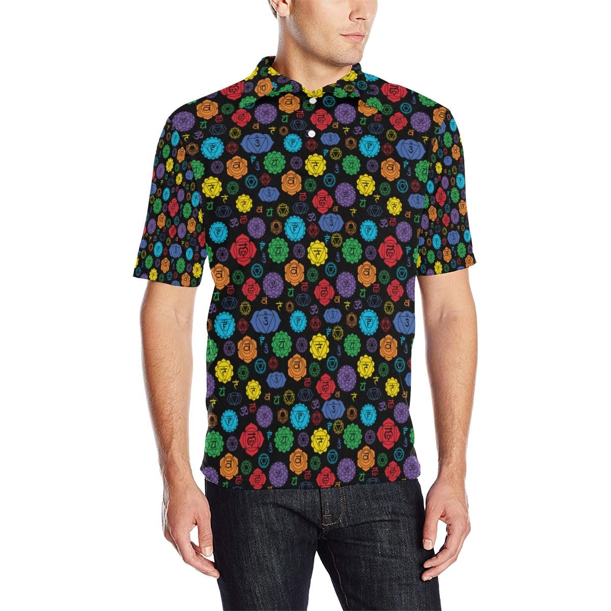 Chakra Pattern Print Design 01 Men Polo Shirt Chakra Pattern Print Design 01 Men Polo Shirt