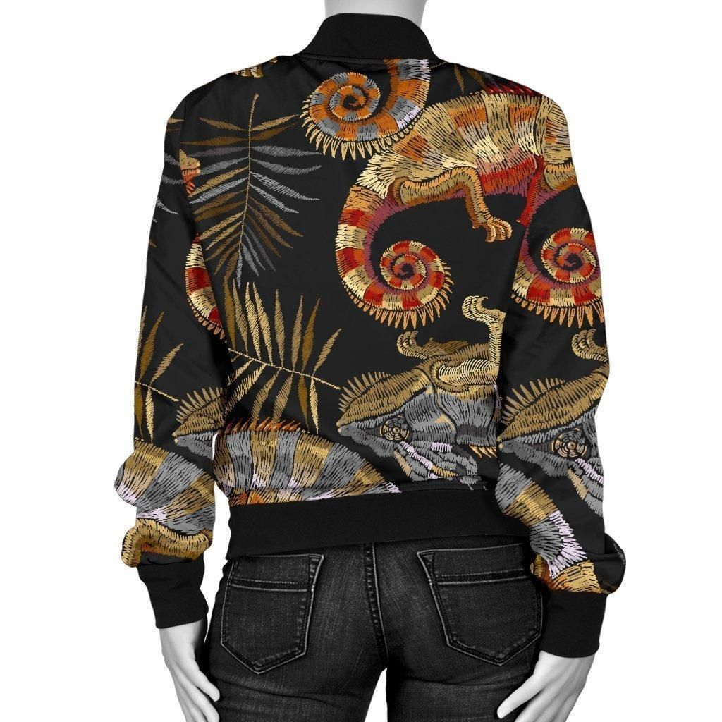 Chameleon-Print-Pattern-Women-Casual-Bomber-Jacket-2
