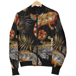 Chameleon Print Pattern Women Casual Bomber Jacket