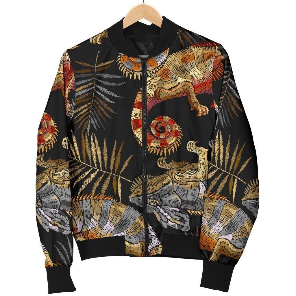 Chameleon Print Pattern Women Casual Bomber Jacket Chameleon Print Pattern Women Casual Bomber Jacket