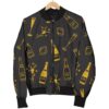 Champagne Gold Glitter Pattern Print Women Casual Bomber Jacket