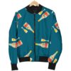 Champagne Print Pattern Women Casual Bomber Jacket