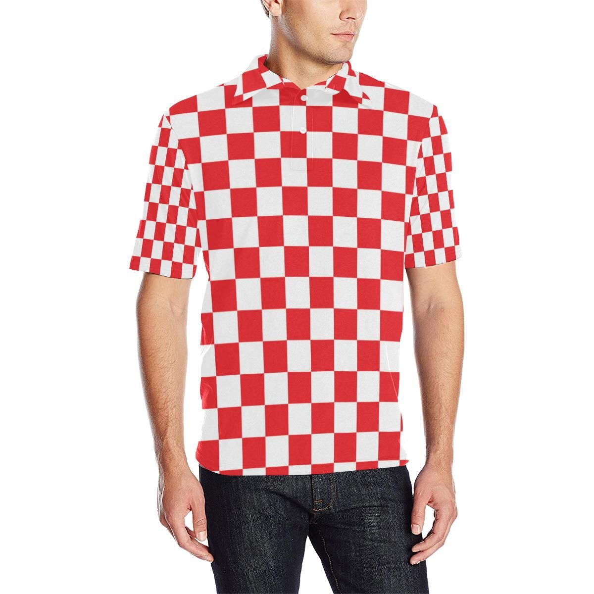 Checkered Red Pattern Print Design 04 Men Polo Shirt Checkered Red Pattern Print Design 04 Men Polo Shirt