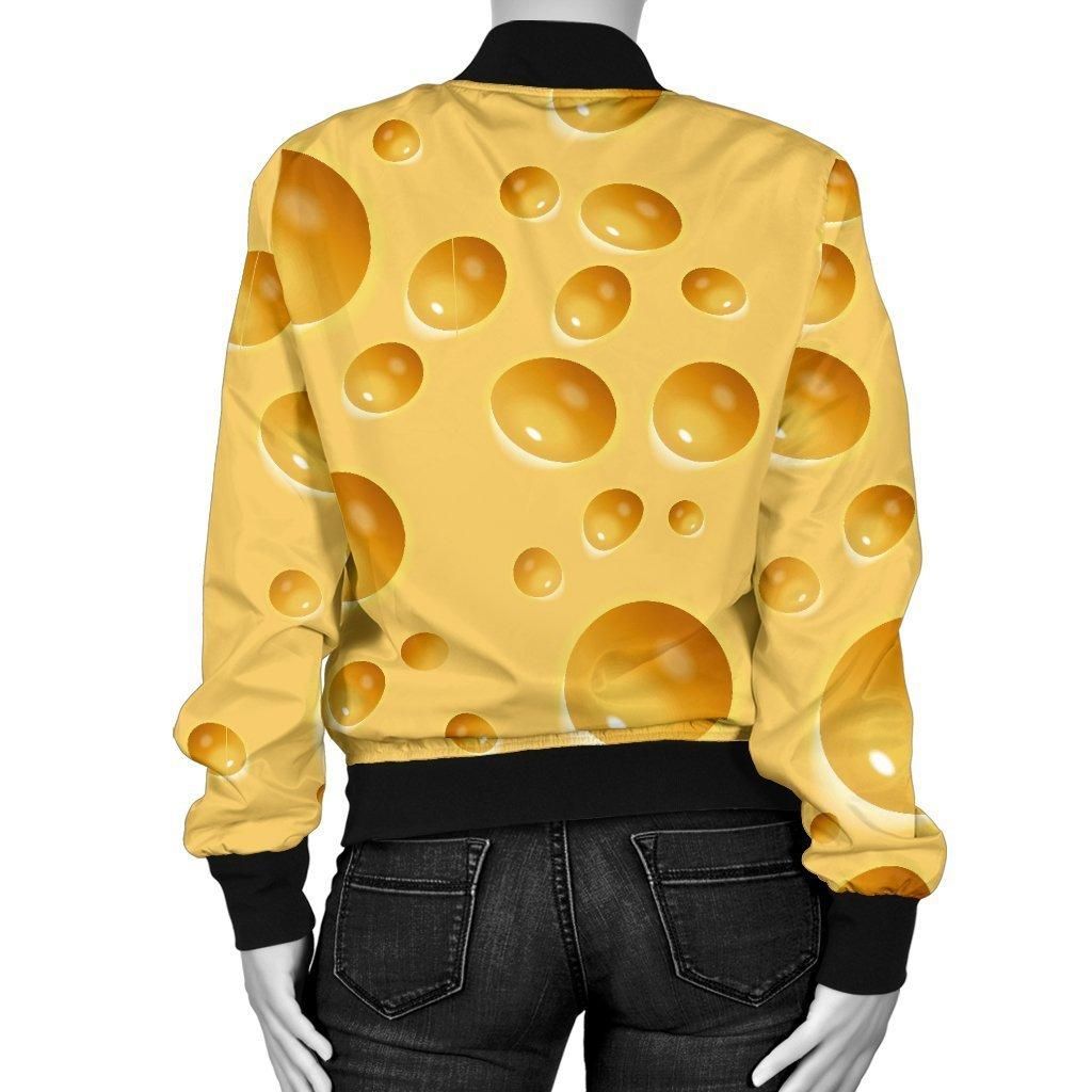 Cheese-Surface-Pattern-Print-Women-Casual-Bomber-Jacket-2