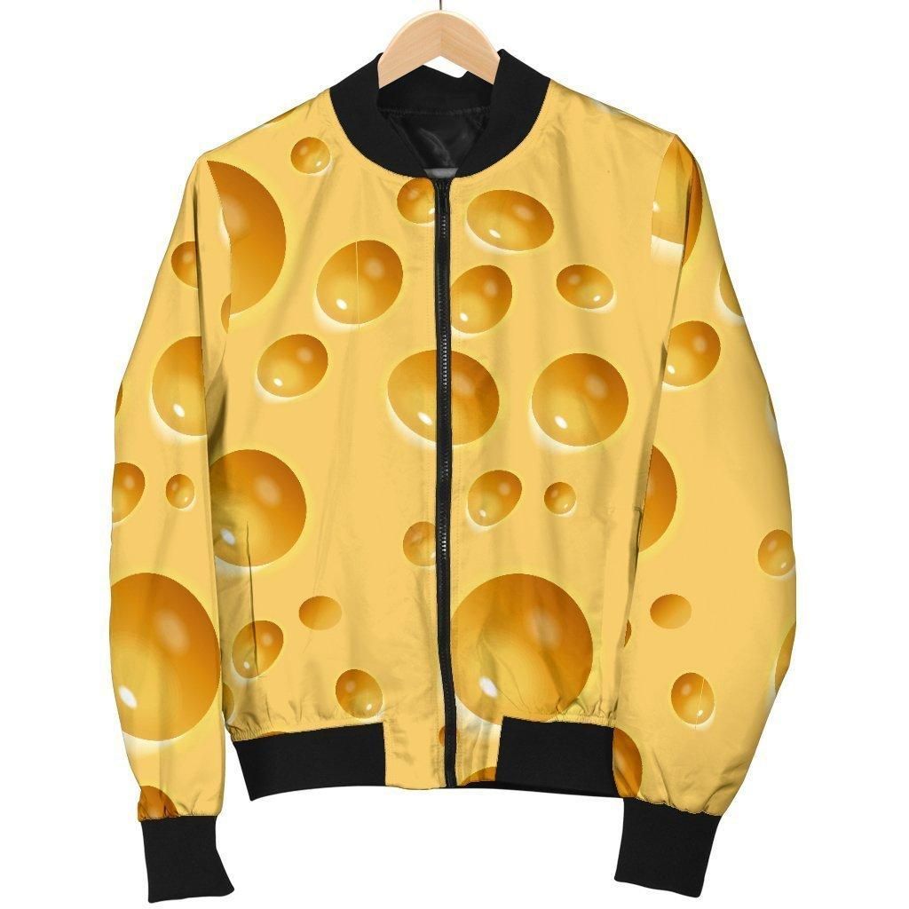 Cheese Surface Pattern Print Women Casual Bomber Jacket Cheese Surface Pattern Print Women Casual Bomber Jacket