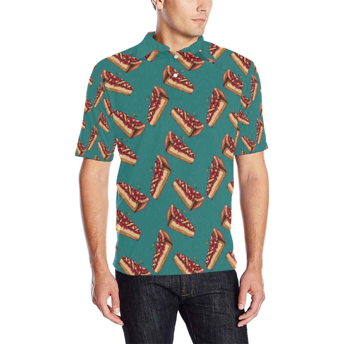 Cheesecake Cherry Pattern Print Design Ck03 Men Polo Shirt Cheesecake Cherry Pattern Print Design Ck03 Men Polo Shirt